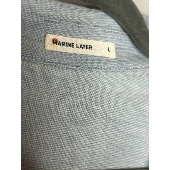 Marine Layer Large Light Blue Short Sleeve Polo Shirt Casual Workwear - Picture 4 of 9